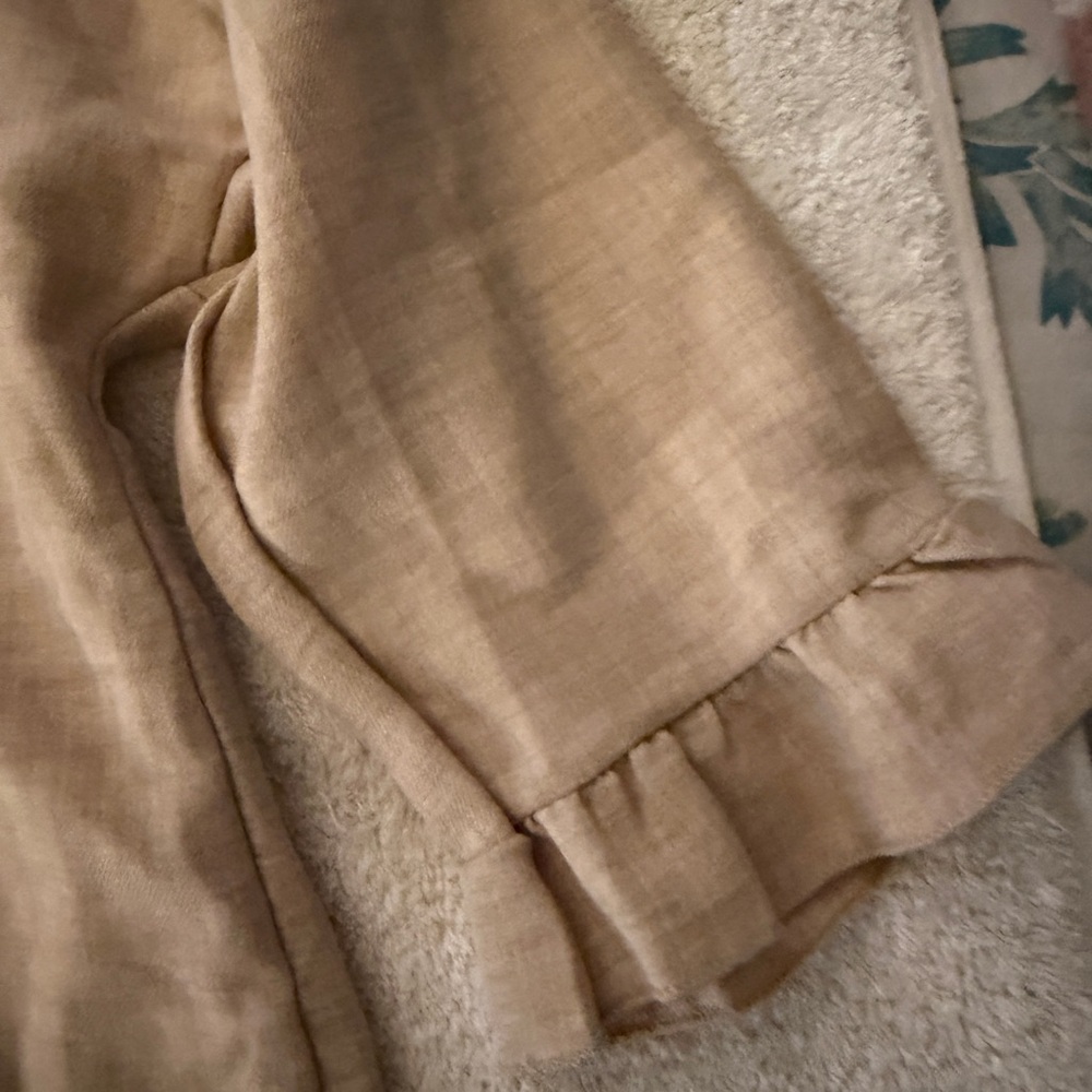 Tan Ruffle Hem Blouse - Picture 3 of 4